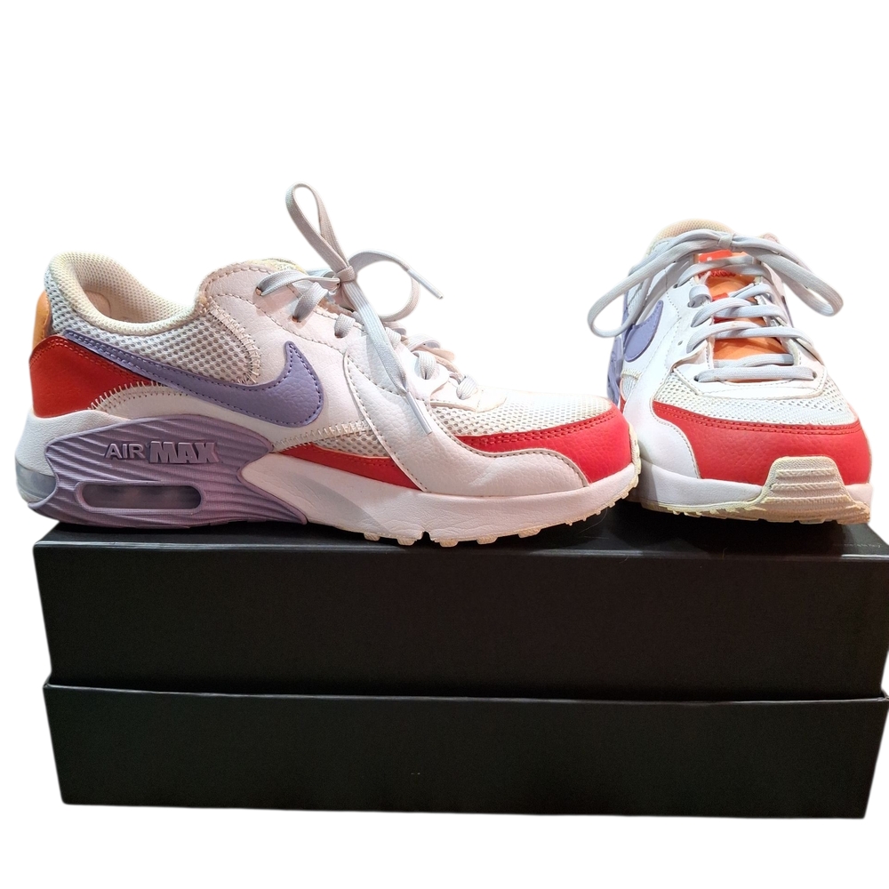 "Nike" 90s Air Max Excee Sneakers - Red, White, Lavender Sz 9 Gently Used 30yrs